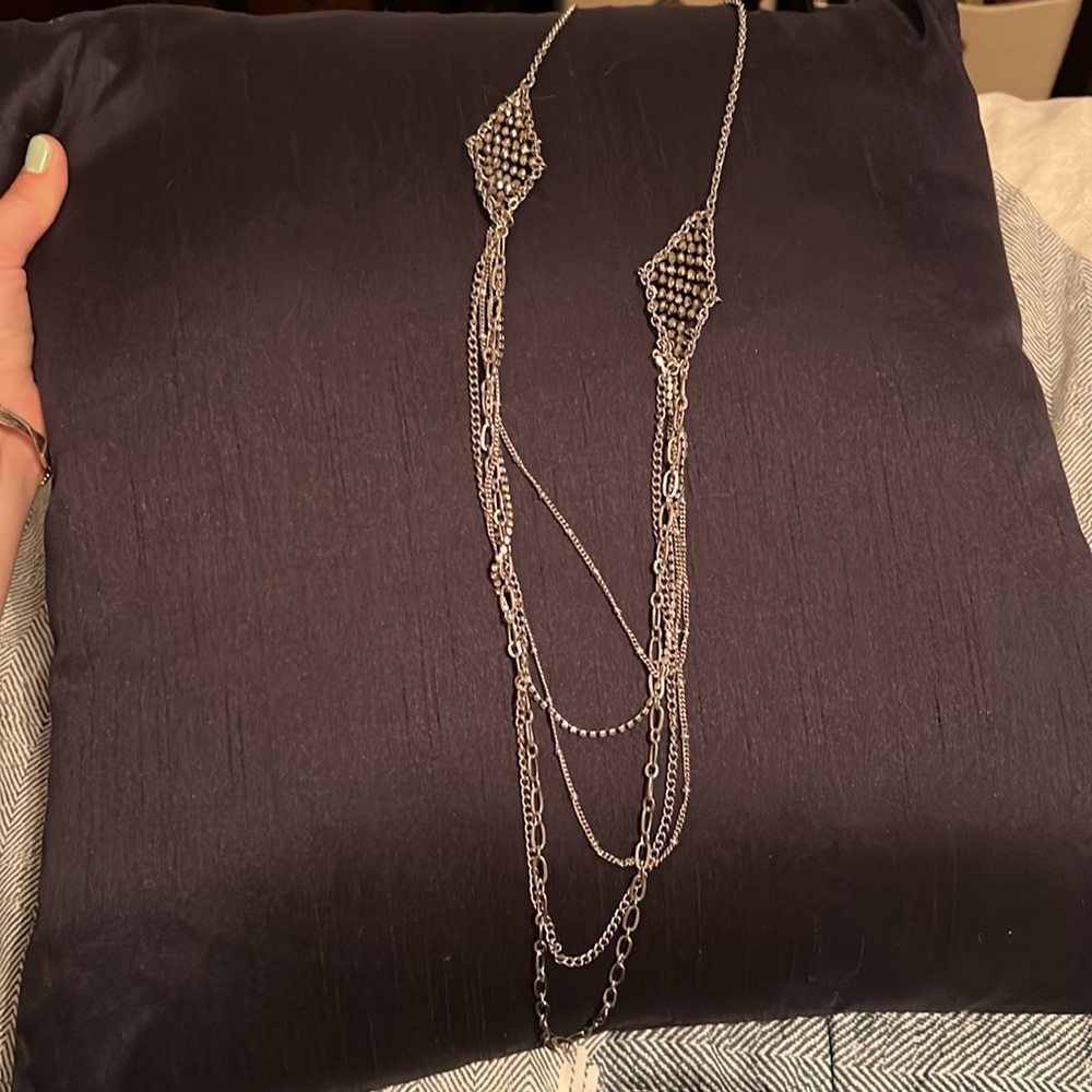 Beautiful long silver necklace